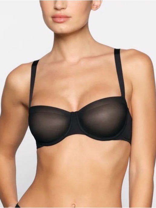 Nwt Skims No Show Unlined Balconette Underwire Bra In Onyx